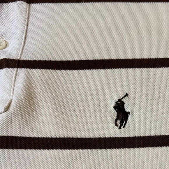 Mens Polo Ralph Lauren Large Stripe Brown And Khaki Perfect - Picture 4 of 5